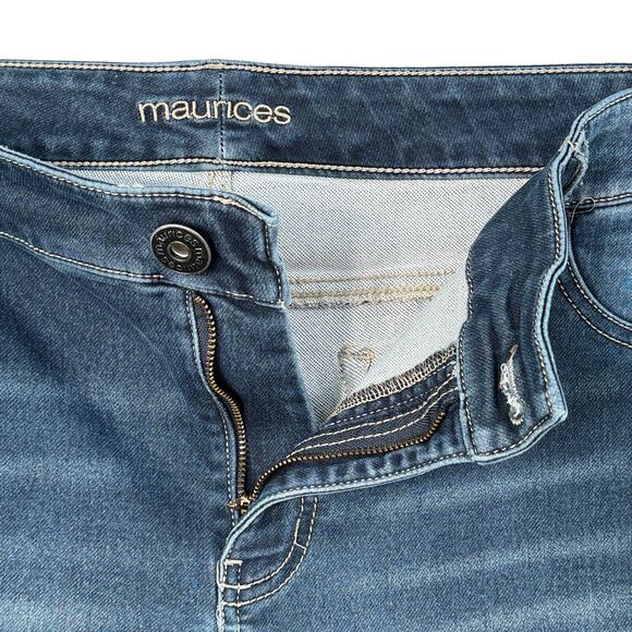 Maurices SZ 20R Jeggings Jeans Whiskered Stretch Rear Pockets Zip-Fly Blue - Picture 3 of 8
